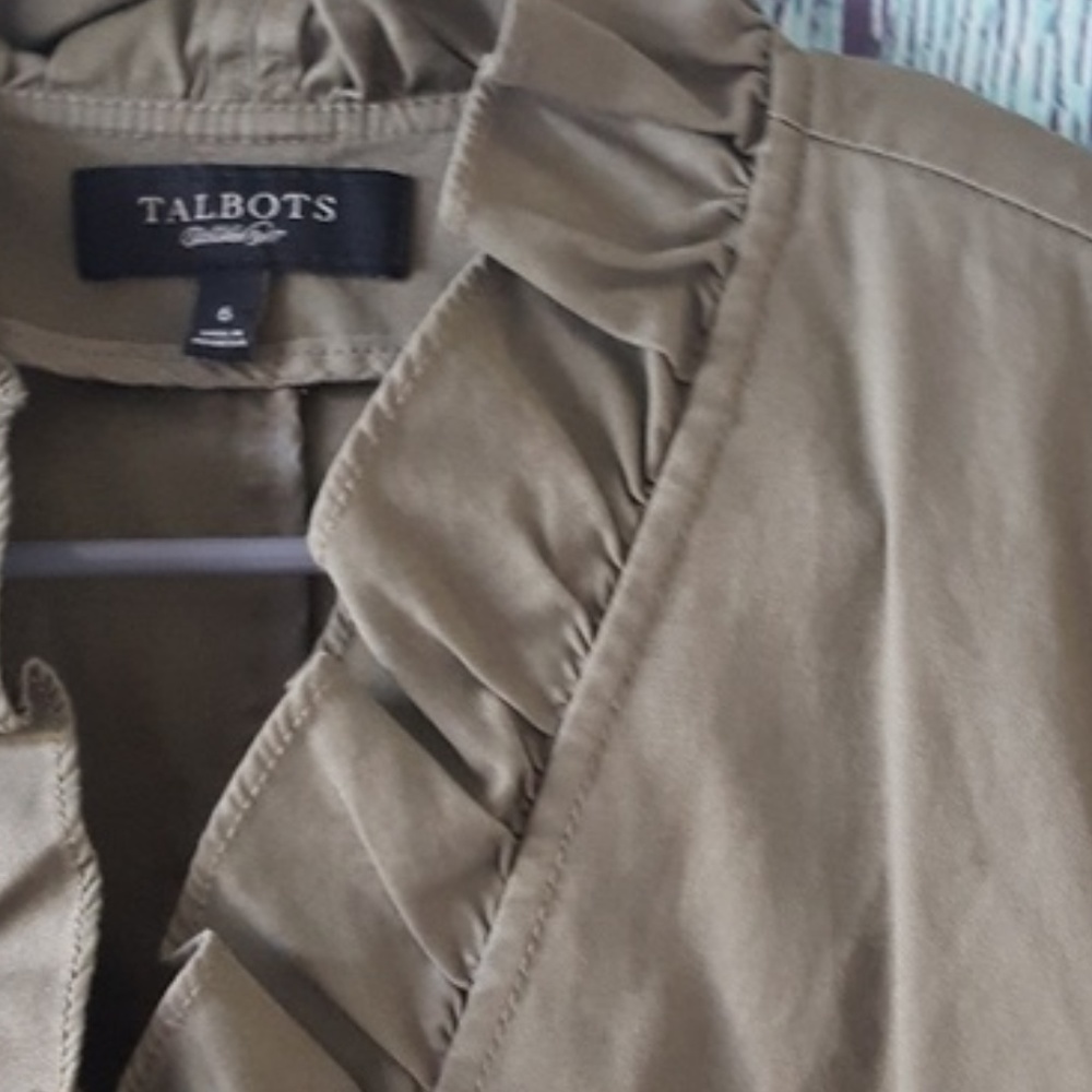 Talbots Olive Army Ruffle Jacket - Picture 6 of 11